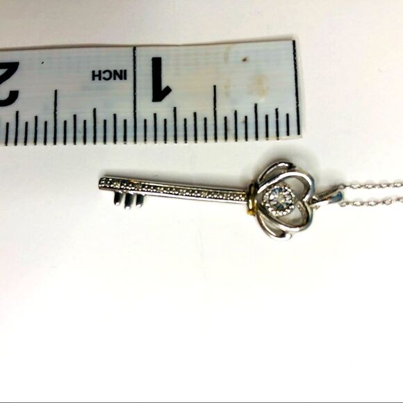 Bridge Diamond  Key Pendant Necklace, 18” - Picture 9 of 10